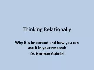 Thinking Relationally
