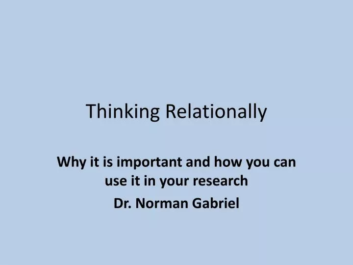 thinking relationally