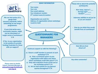 QUESTIONNAIRE FOR MANAGERS