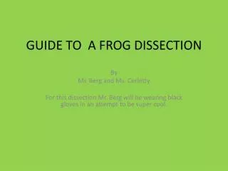 GUIDE TO A FROG DISSECTION
