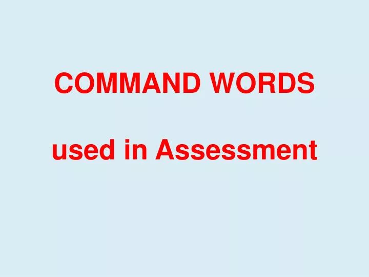 command words used in assessment