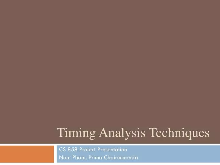 timing analysis techniques