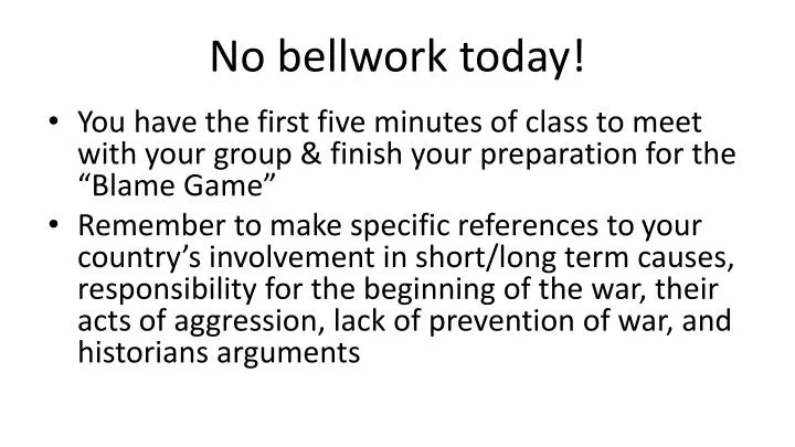 no bellwork today