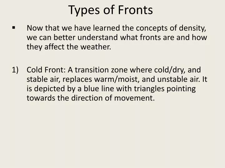 types of fronts