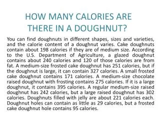 HOW MANY CALORIES ARE THERE IN A DOUGHNUT?