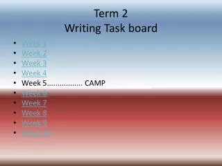 Term 2 Writing Task board