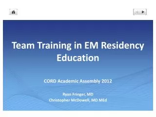 Team Training in EM Residency Education