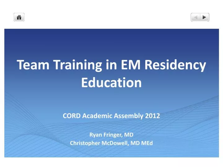 team training in em residency education