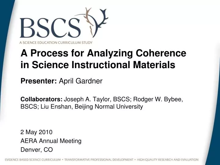 a process for analyzing coherence in science instructional materials
