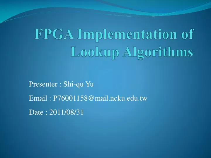 fpga implementation of lookup algorithms