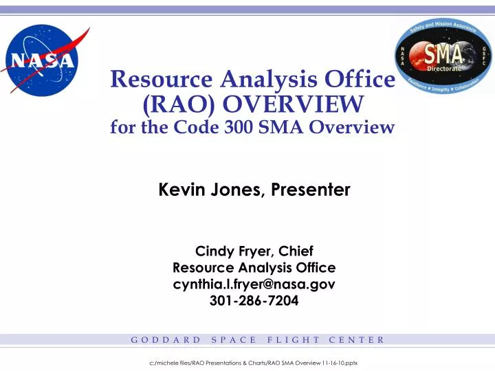 resource analysis office rao overview for the code 300 sma overview