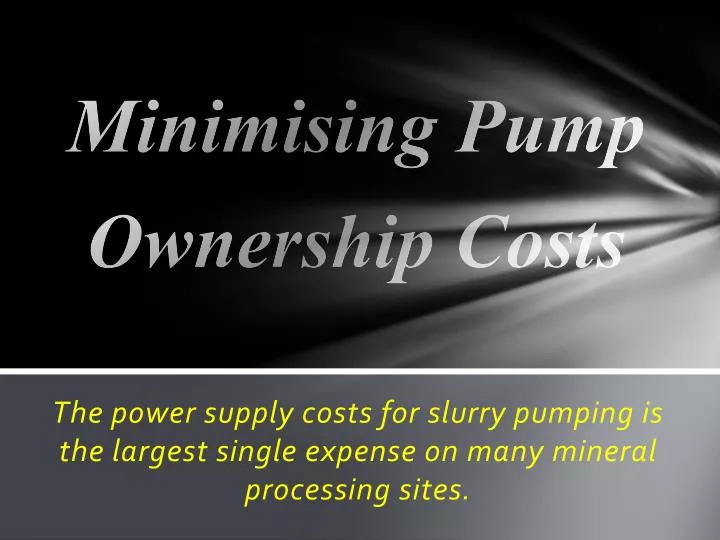 minimising pump ownership costs