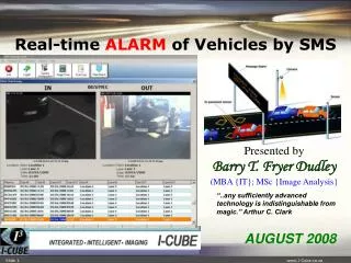 Real-time ALARM of Vehicles by SMS