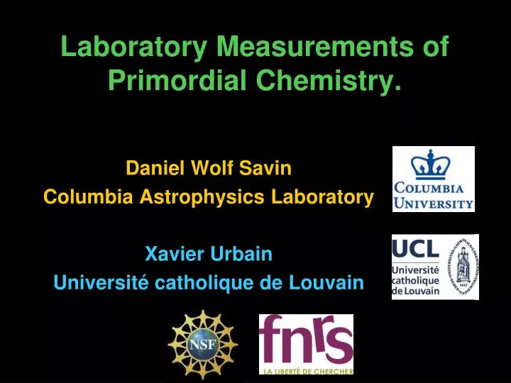 laboratory measurements of primordial chemistry
