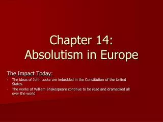 Chapter 14: Absolutism in Europe
