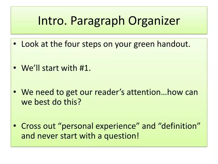 intro paragraph organizer