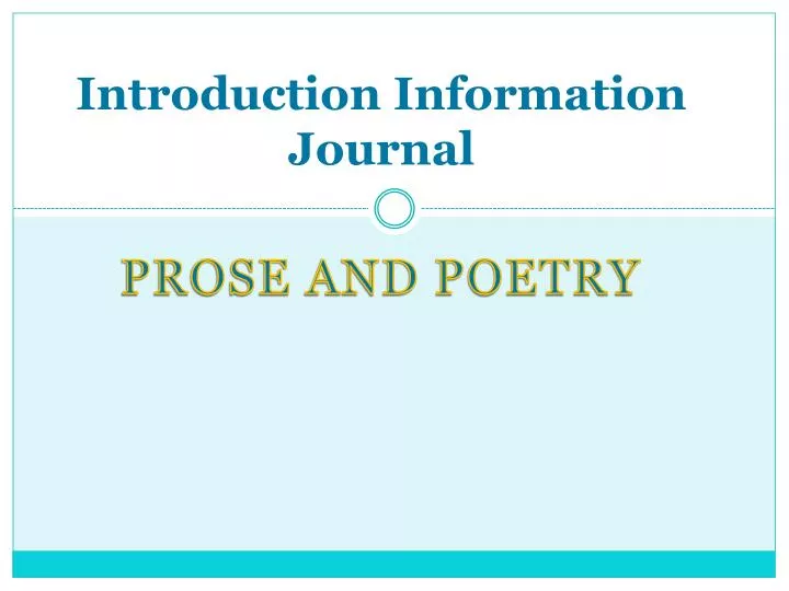 introduction information journal