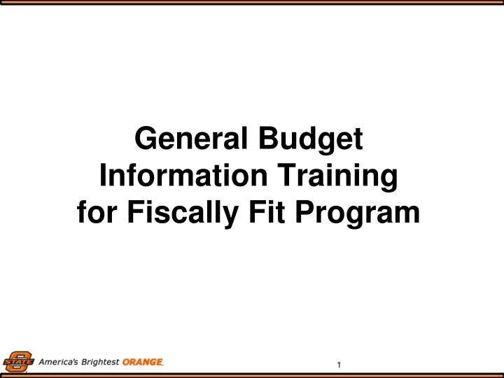 general budget information training for fiscally fit program