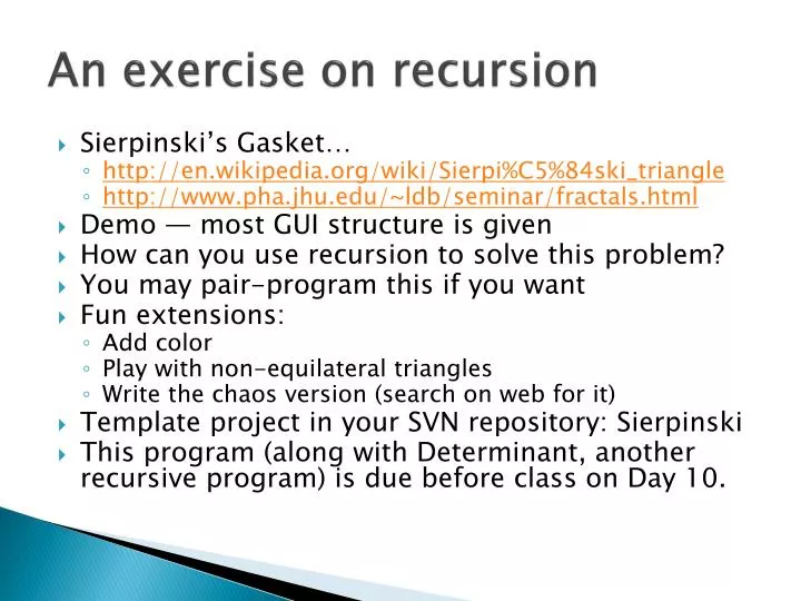 an exercise on recursion