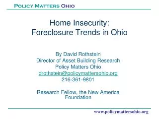 Home Insecurity: Foreclosure Trends in Ohio