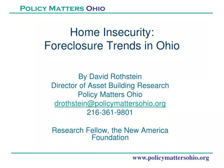 home insecurity foreclosure trends in ohio