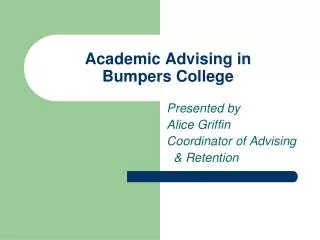 Academic Advising in Bumpers College