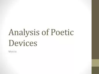 Analysis of Poetic Devices