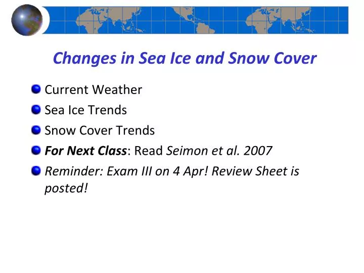 changes in sea ice and snow cover