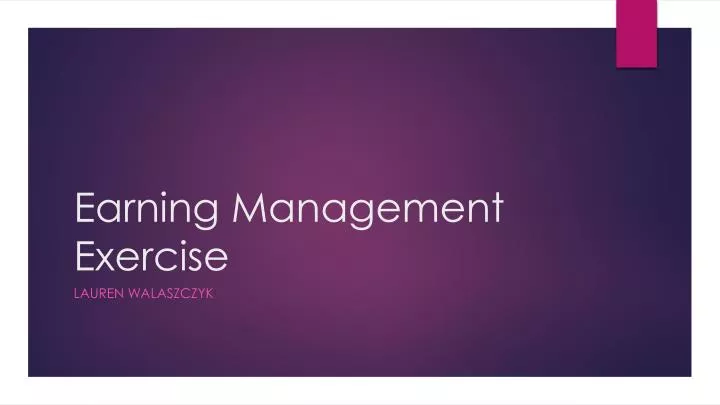earning management exercise