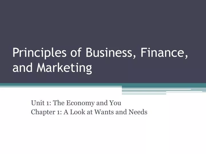 principles of business finance and marketing