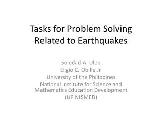 Tasks for Problem Solving Related to Earthquakes