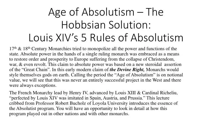 age of absolutism the hobbsian solution louis xiv s 5 rules of absolutism