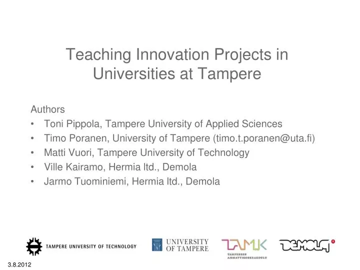 teaching innovation projects in universities at tampere