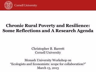 Chronic Rural Poverty and Resilience: Some Reflections and A Research Agenda