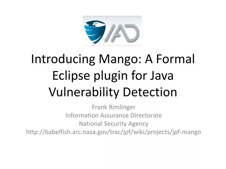 introducing mango a formal eclipse plugin for java vulnerability detection