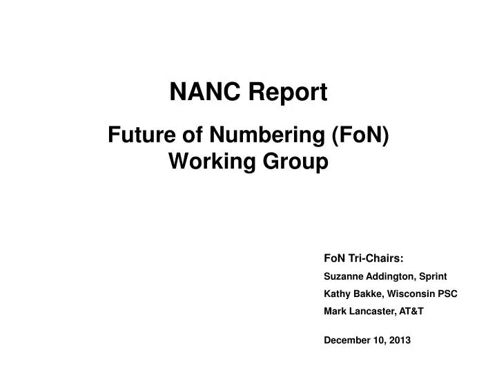 nanc report future of numbering fon working group