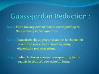 guass jordan reduction