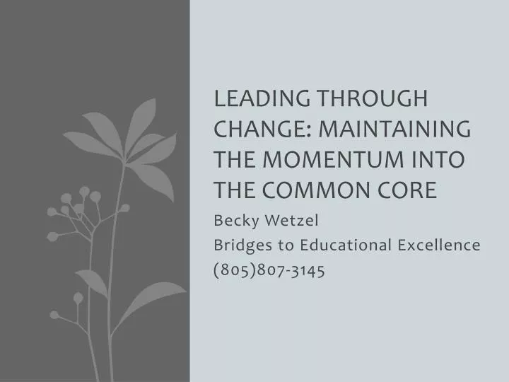 leading through change maintaining the momentum into the common core
