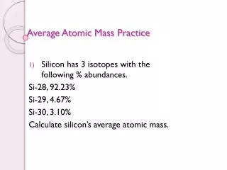 Average Atomic Mass Practice