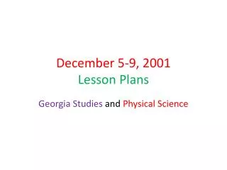 December 5-9, 2001 Lesson Plans