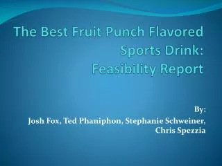 The Best Fruit Punch Flavored Sports Drink: Feasibility Report