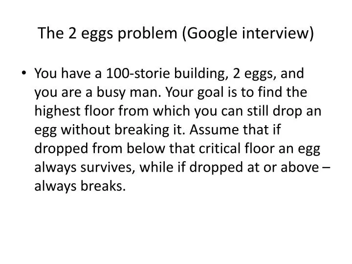 the 2 eggs problem google interview