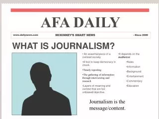 WHAT IS JOURNALISM?