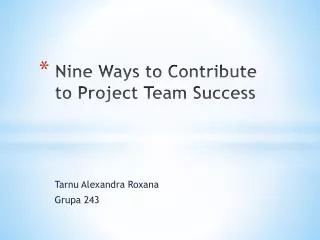 nine ways to contribute to project team success