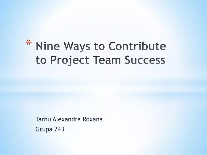 nine ways to contribute to project team success