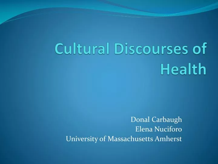 cultural discourses of health