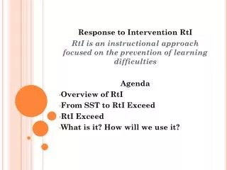 Response to Intervention RtI