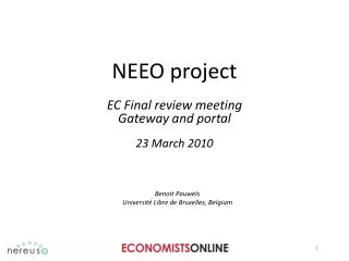 NEEO project EC Final review meeting Gateway and portal 23 March 2010