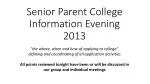 Senior Parent College Information Evening 2013