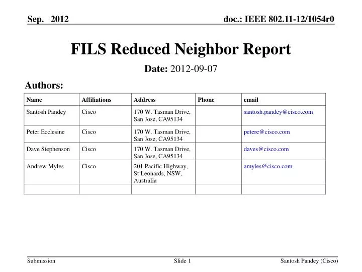 fils reduced neighbor report